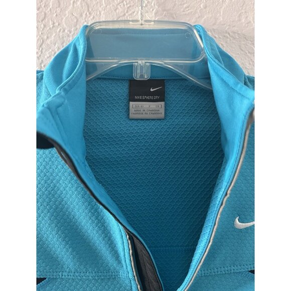 Nike Sphere D Running Women's  Quarter Zip Jacket Size SP Thumb Holes Teal/Black - Picture 4 of 6